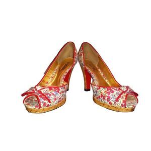 Unlisted Floral open bow tie Leather sole bottom by Kenneth Cole 4"‎ heels